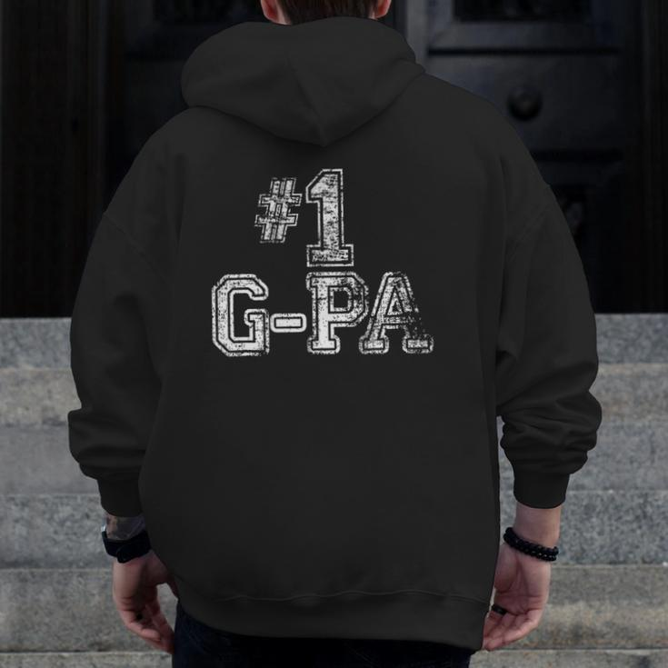 Mens 1 G-Pa Number One Father's Day Tee Zip Up Hoodie Back Print