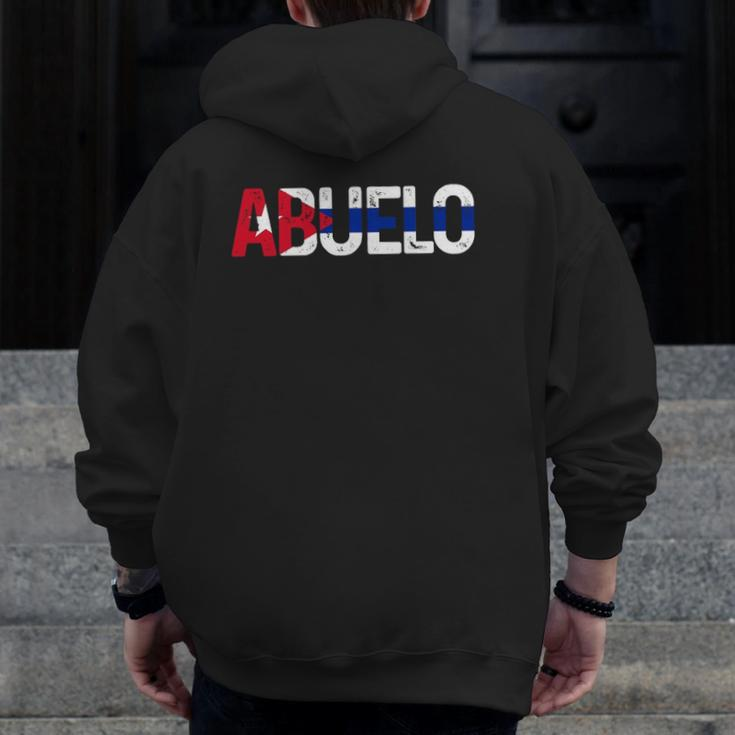 Mens Abuelo Cuban Flag Pride Cuba Father's Day Zip Up Hoodie Back Print