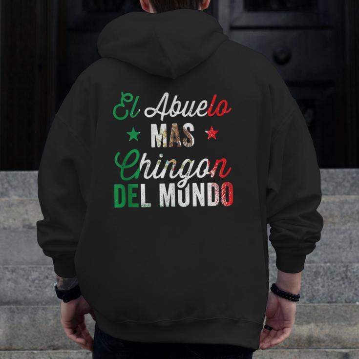 Mens Abuelo Mas Chingon Del Mundo Mexican Flag Cinco De Mayo Zip Up Hoodie Back Print