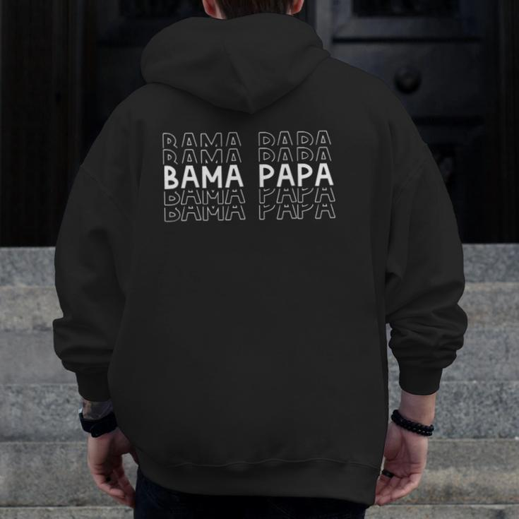 Mens Alabama Bama Papa Grandpa Father's Day Southern Pawpaw Zip Up Hoodie Back Print