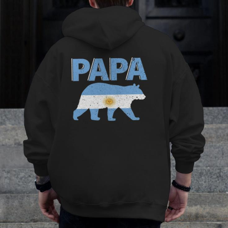Mens Argentina Flag Papa Bear Argentinian Dad Father's Day Zip Up Hoodie Back Print