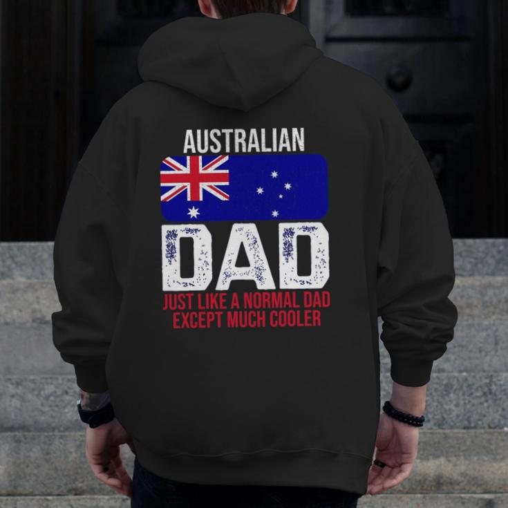 Mens Australian Dad Australia Flag For Father's Day Zip Up Hoodie Back Print