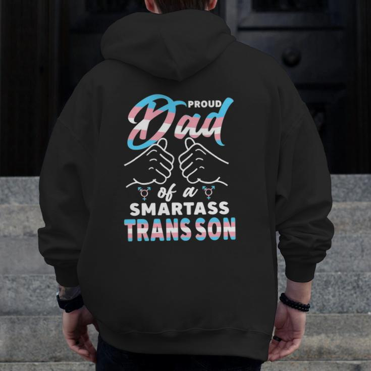 Mens Awesome Proud Trans Dad Pride Lgbt Awareness Father's Day Zip Up Hoodie Back Print