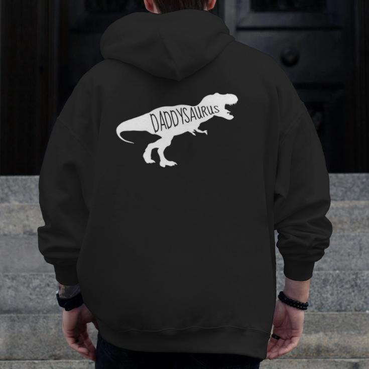 Mens Baby Announcement For Dad Daddysaurus Zip Up Hoodie Back Print