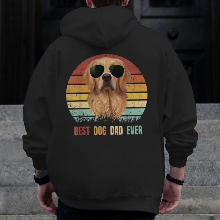 Mens Best Dog Dad Ever Golden Retriever Tshirt Father's Day Zip Up Hoodie Back Print