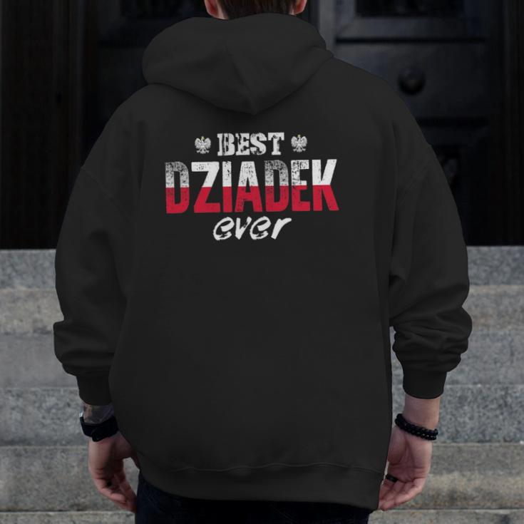 Mens Best Dziadek Ever Polish Grandfather Zip Up Hoodie Back Print
