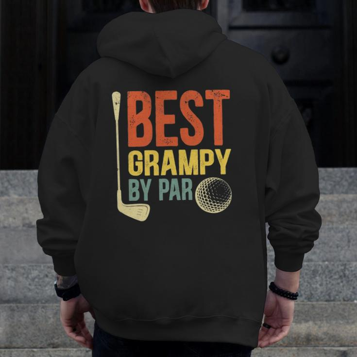 Mens Best Grampy By Par Father's Day Golf Grandpa Zip Up Hoodie Back Print