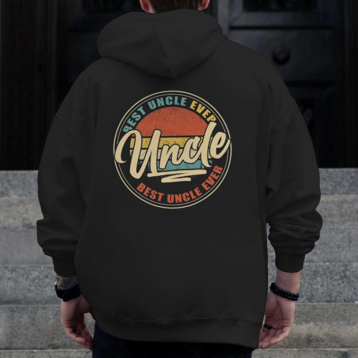 Mens Best Uncle Ever Grandpa Papa Father's Day Zip Up Hoodie Back Print