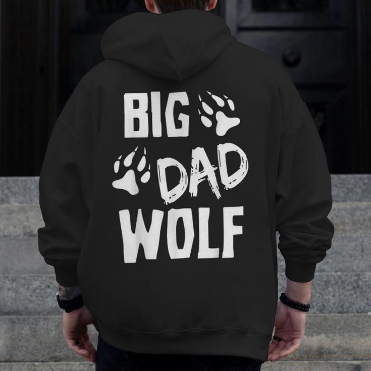 Mens Big Dad Wolf Costume Halloween Daddy Dad Father's Day Zip Up Hoodie Back Print