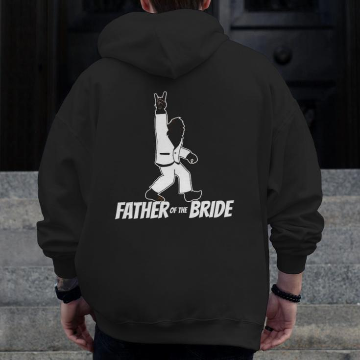 Mens Bigfoot Rock And Roll Wedding Party For Father Of Bride Zip Up Hoodie Back Print