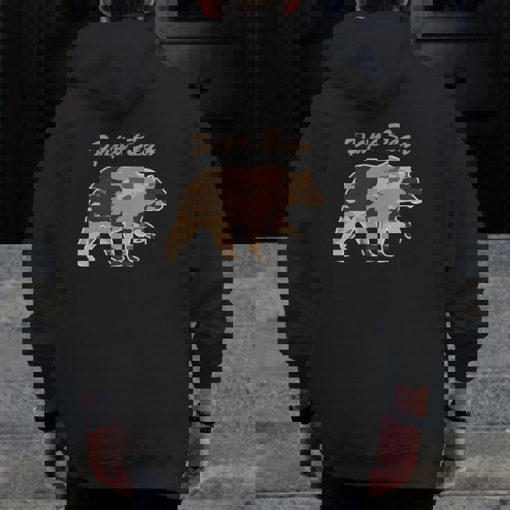 Mens Camouflage Daddy Bear Family Camo Hunting Papa Bear Zip Up Hoodie Back Print Mens Camouflage Daddy Bear Family Camo Hunting Papa Bear Zip Up Hoodie Back Print