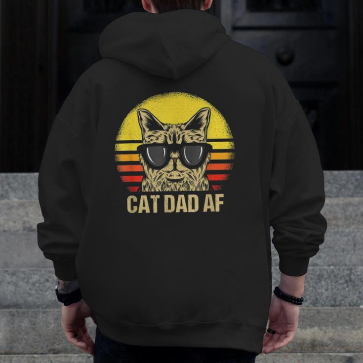 Mens Cat Dad Af Father's Day Cat Daddy Zip Up Hoodie Back Print