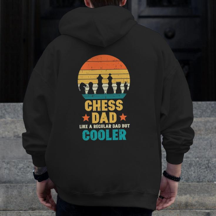 Mens Chess Dad Regular But Cooler Retro Father's Day Player Men Zip Up Hoodie Back Print