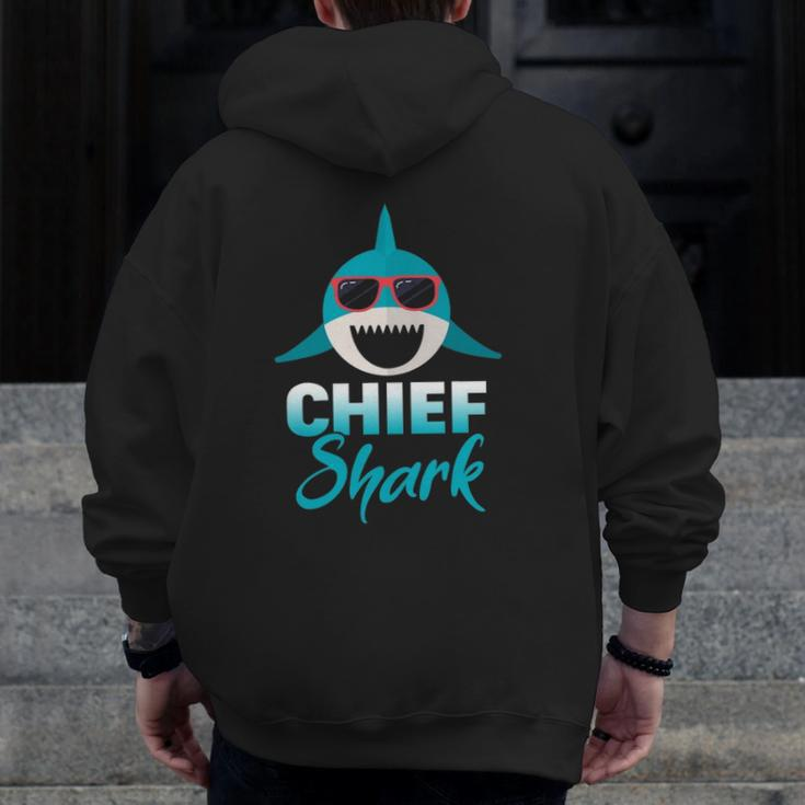 Mens Chief Shark Wearing Cool Sunglasses Grandpa Zip Up Hoodie Back Print