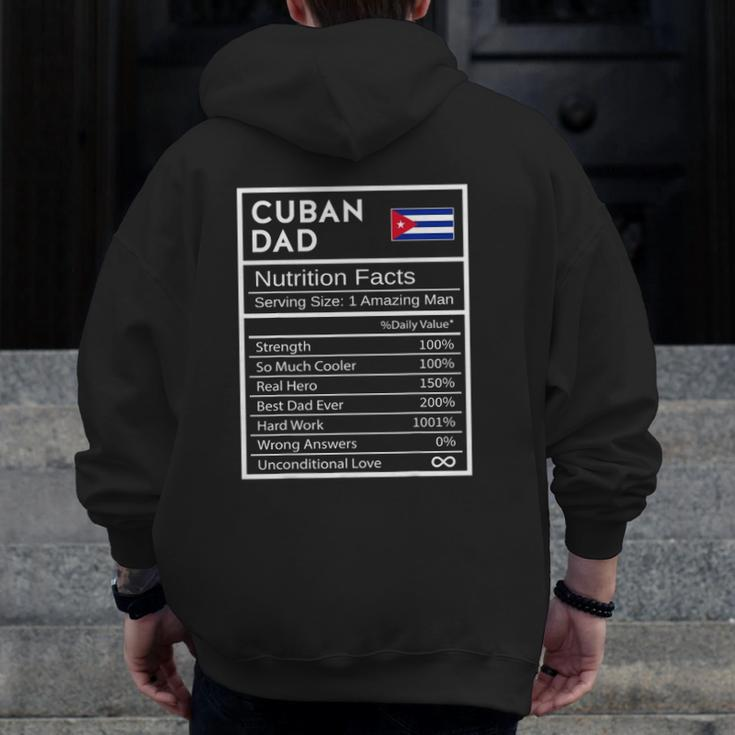 Mens Cuban Dad Nutrition Facts National Pride For Dad Zip Up Hoodie Back Print
