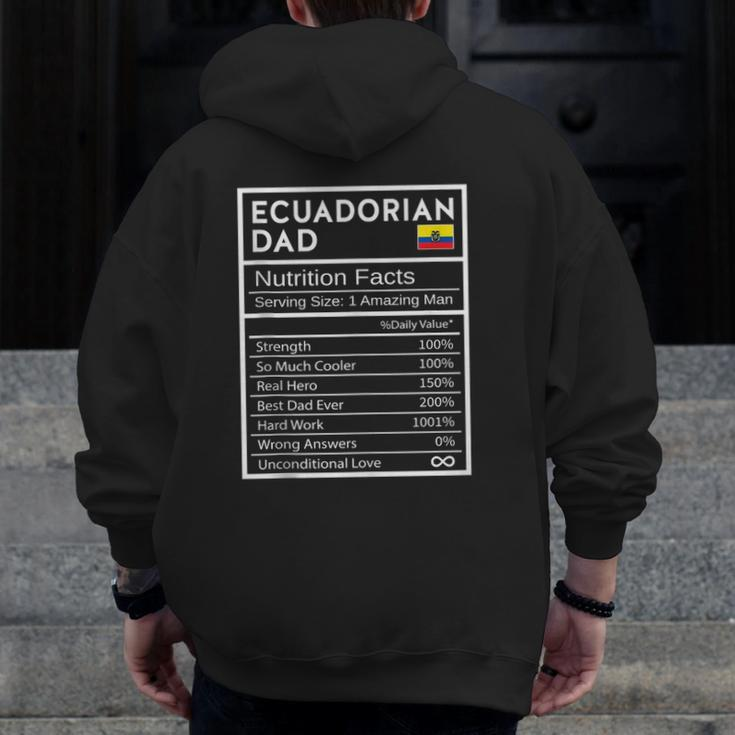 Mens Ecuadorian Dad Nutrition Facts National Pride Father's Day Zip Up Hoodie Back Print