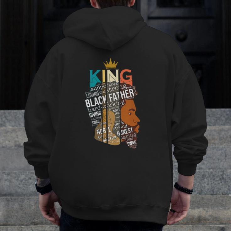 Mens Father’S Day Black Father Definition African American Crown Zip Up Hoodie Back Print