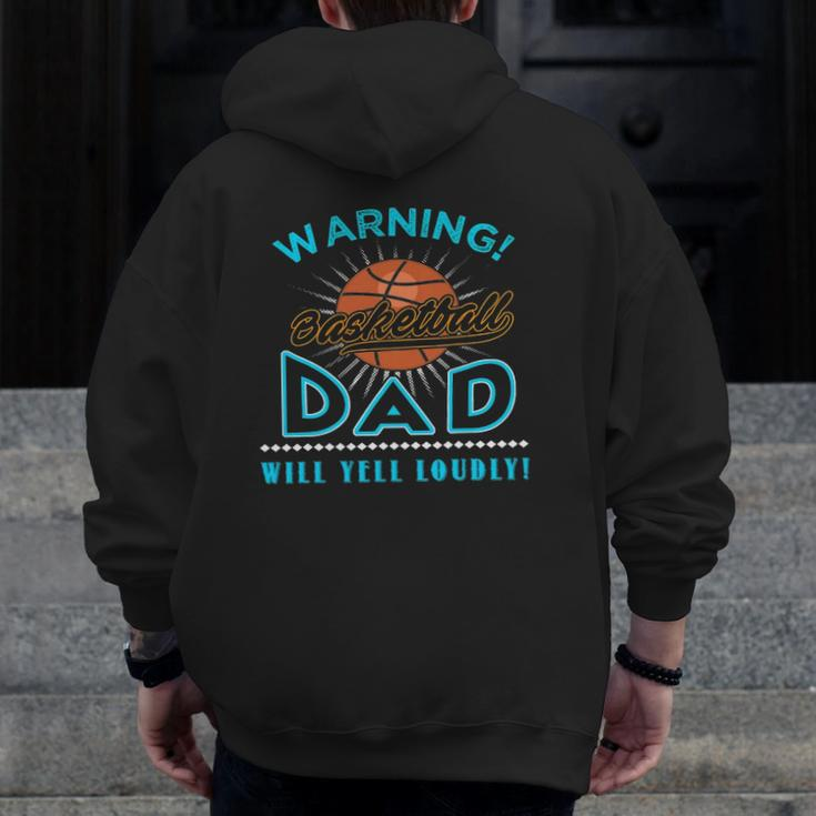 Mens Father's Day Sport Basketball Dad Zip Up Hoodie Back Print