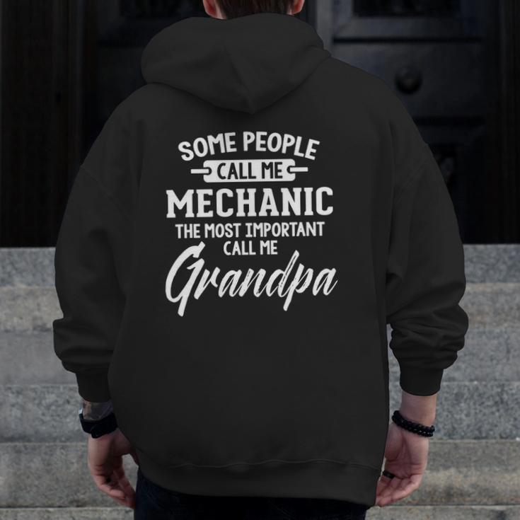 Mens Father's Day For A Mechanic Grandpa Zip Up Hoodie Back Print