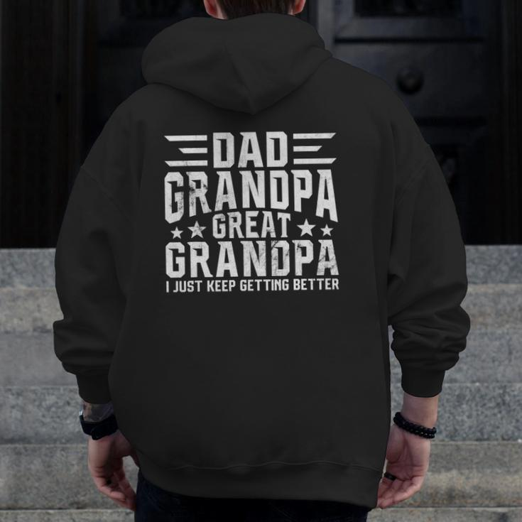 Mens Fathers Day From Grandkids Dad Grandpa Great Grandpa Zip Up Hoodie Back Print