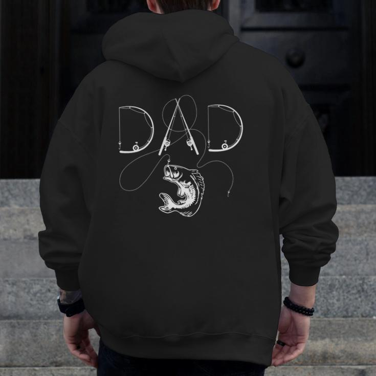 Mens Fisherman Dad Fishing Enthusiast Fish Lover Daddy Father Zip Up Hoodie Back Print