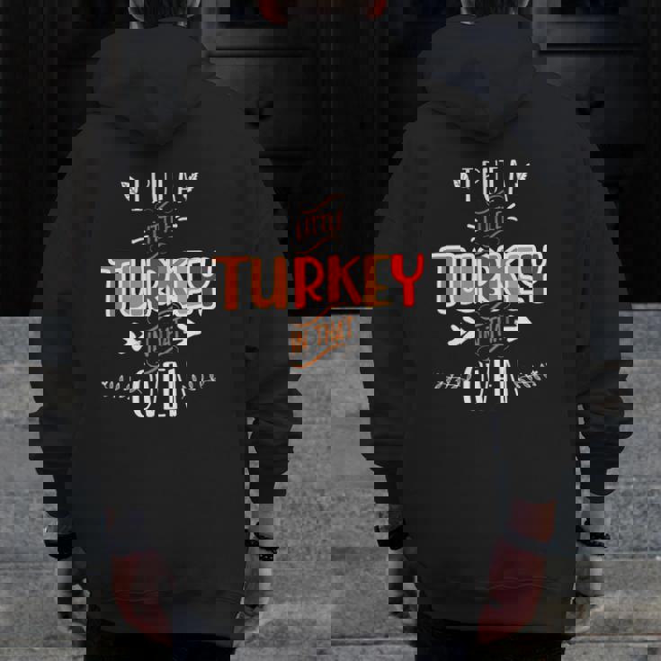Mens Turkey Dad Thanksgiving Pregnancy Announcement Zip Up Hoodie Back Print