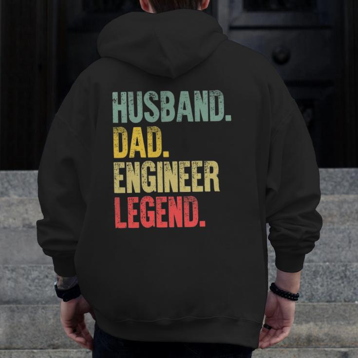 Mens Vintage Husband Dad Engineer Legend Retro Zip Up Hoodie Back Print