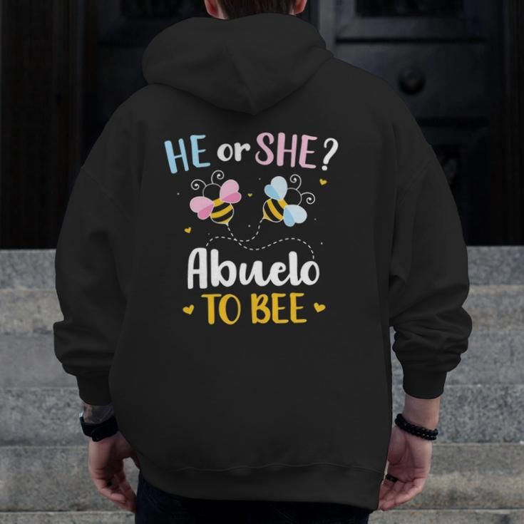 Mens Gender Reveal He Or She Abuelo Matching Family Baby Party Zip Up Hoodie Back Print