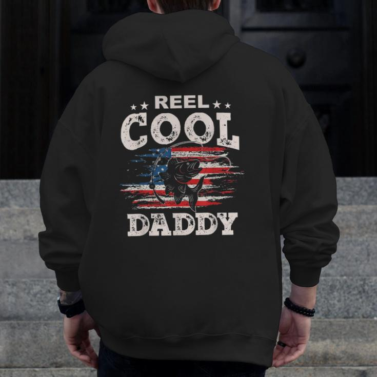 Mens For Father's Day Tee Fishing Reel Cool Daddy Zip Up Hoodie Back Print
