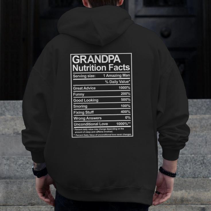 Mens Grandpa Nutrition Facts Thoughtful Sweet Father's Day Zip Up Hoodie Back Print