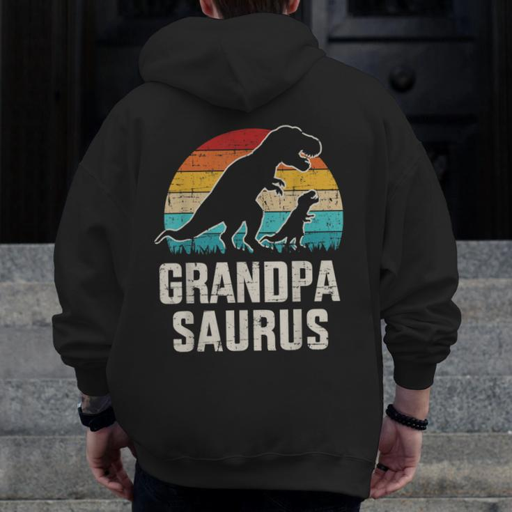 Mens Grandpasaurus Vintage Dinosaur For Grandpa From Grandkid Zip Up Hoodie Back Print