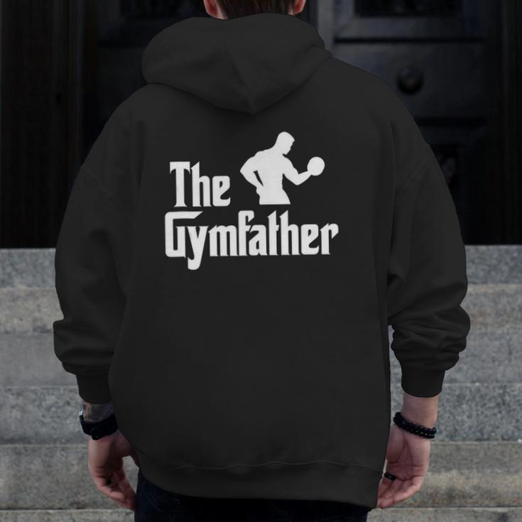 Mens The Gymfather Weight Lifting Bodybuilding Workout Gym Zip Up Hoodie Back Print
