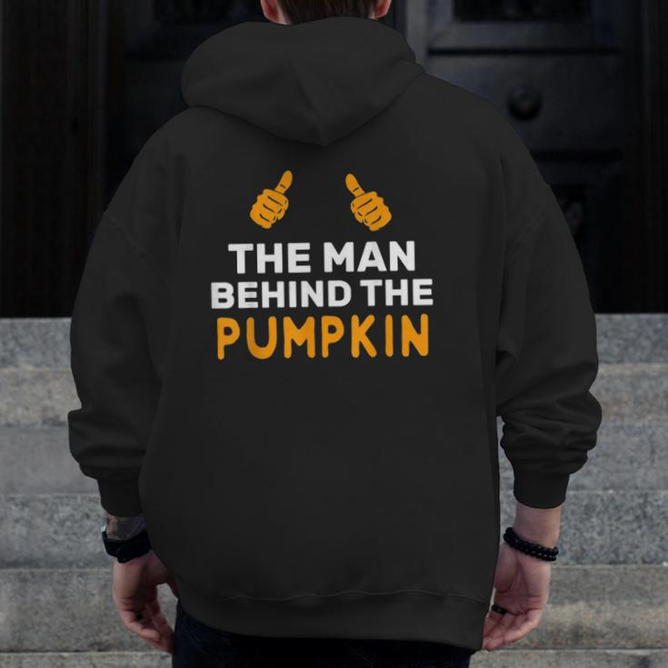 Mens Halloween Pregnancy For Men Pumpkin Dad Costume Zip Up Hoodie Back Print