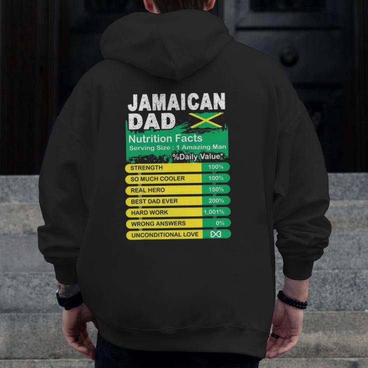 Mens Jamaican Dad Nutrition Facts Serving Size Zip Up Hoodie Back Print