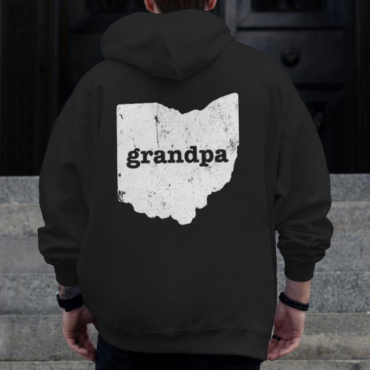 Mens Ohio Grandpa Grandfather State Grandpa Ohio Zip Up Hoodie Back Print