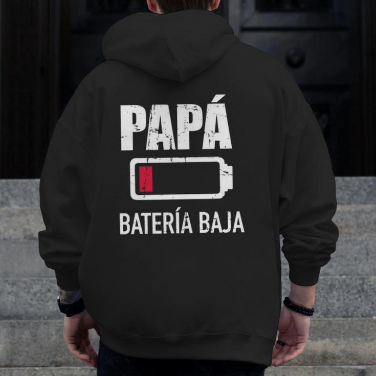 Mens Papá Batería Baja Para Día Del Padre Zip Up Hoodie Back Print