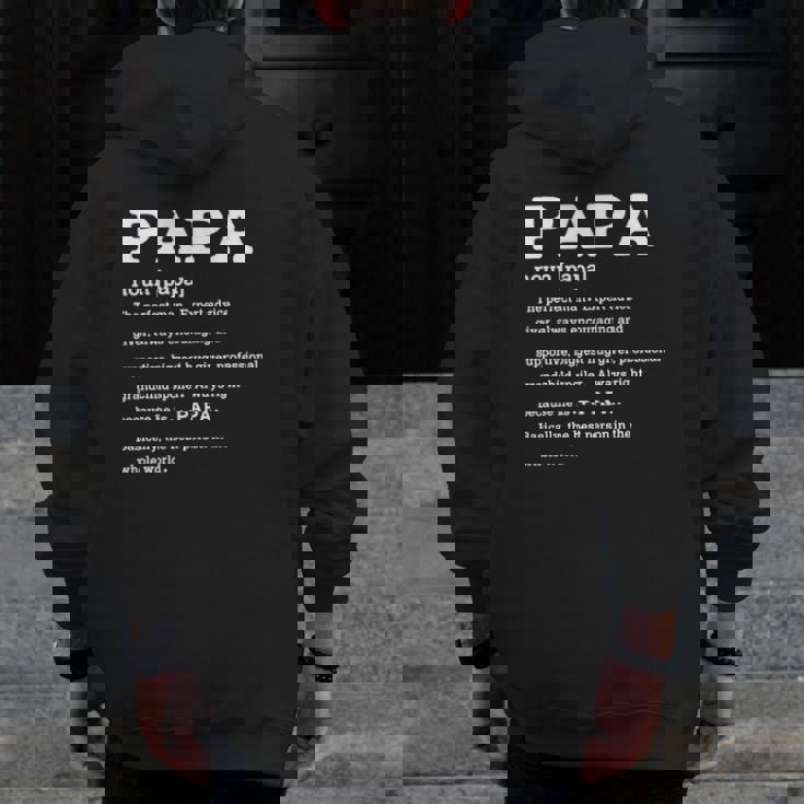 Mens Papa Definition Noun Nutrition Father's Day Grandpa Zip Up Hoodie Back Print Mens Papa Definition Noun Nutrition Father's Day Grandpa Zip Up Hoodie Back Print