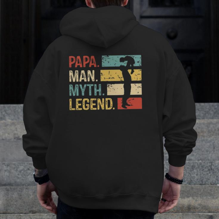 Mens Papa Man Myth Legend S Vintage Dad Zip Up Hoodie Back Print
