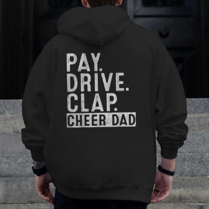 Mens Pay Drive Clap Cheer Dad Cheerleading Father's Day Cheerleader Zip Up Hoodie Back Print