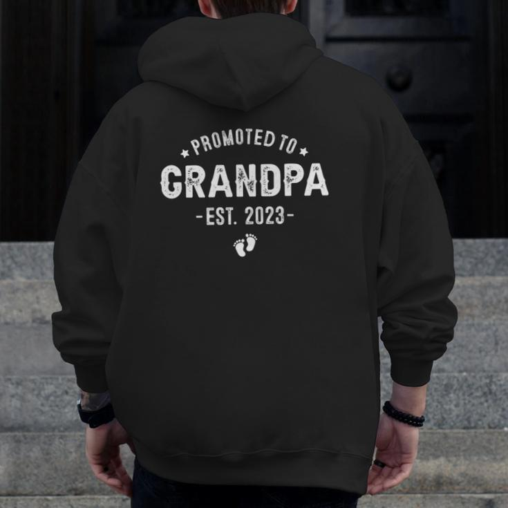 Mens Promoted To Grandpa 2023 Soon To Be Grandfather New Grandpa Zip Up Hoodie Back Print