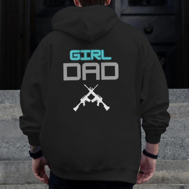 Mens Protective Gamer Dad Father's Day Zip Up Hoodie Back Print