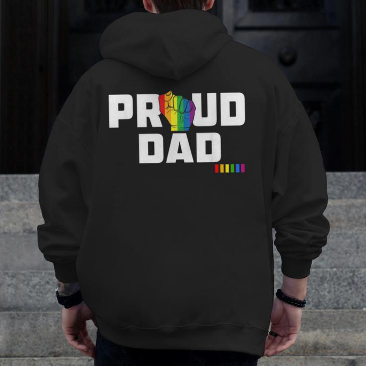 Mens Proud Dad Lgbt Gay Pride Month Lgbtq Rainbow Zip Up Hoodie Back Print