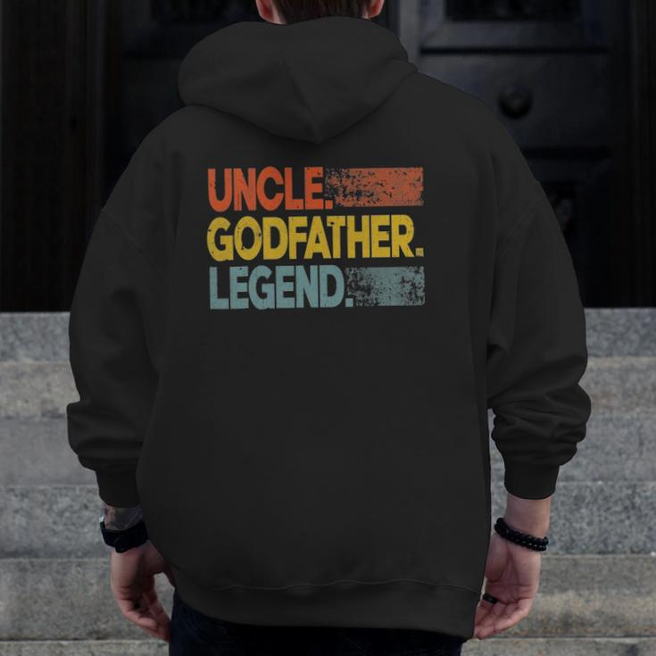 Mens Retro Uncle Godfather Legend Uncle Father's Day Zip Up Hoodie Back Print