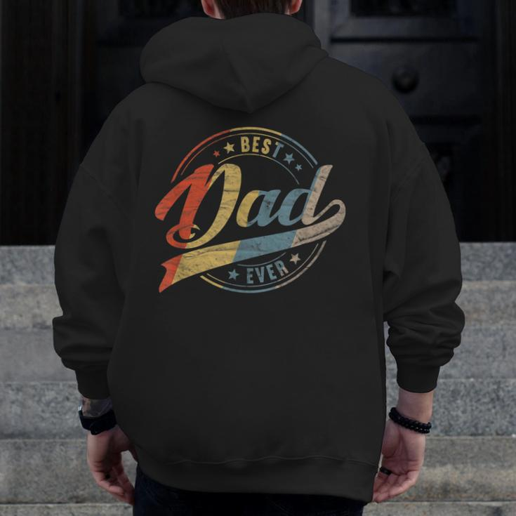Mens Retro Vintage Best Dad Ever Father Daddy Father's Day Zip Up Hoodie Back Print