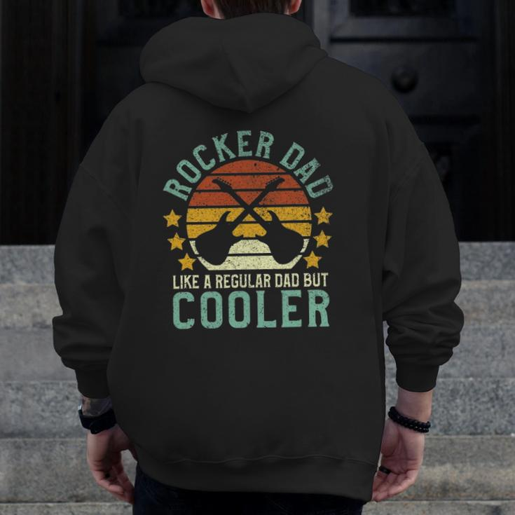 Mens Rocker Dad Rock And Roll Lover Guitarist Father Zip Up Hoodie Back Print