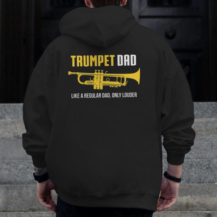 Mens Trumpet Dad Cute Marching Band Zip Up Hoodie Back Print