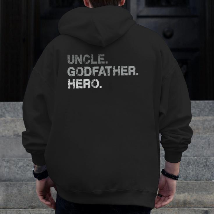 Mens Uncle Godfather Hero & For Uncles Cute Godfathers Zip Up Hoodie Back Print