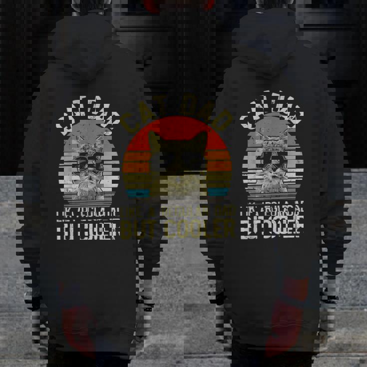 Mens Vintage Cat Dad Regular Dad Proud Daddy Meowica Fathers Day Zip Up Hoodie Back Print