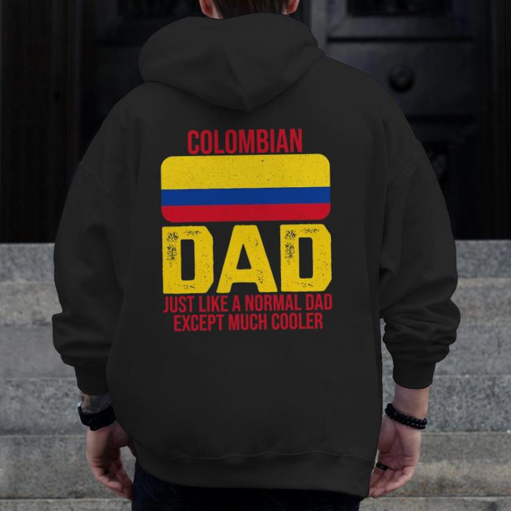 Mens Vintage Colombian Dad Colombia Flag For Father's Day Zip Up Hoodie Back Print