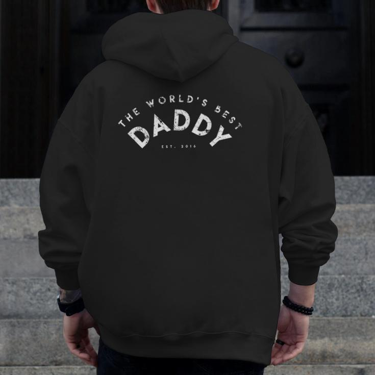 Mens The World's Best Daddy Est 2016 2 First Father's Day Zip Up Hoodie Back Print